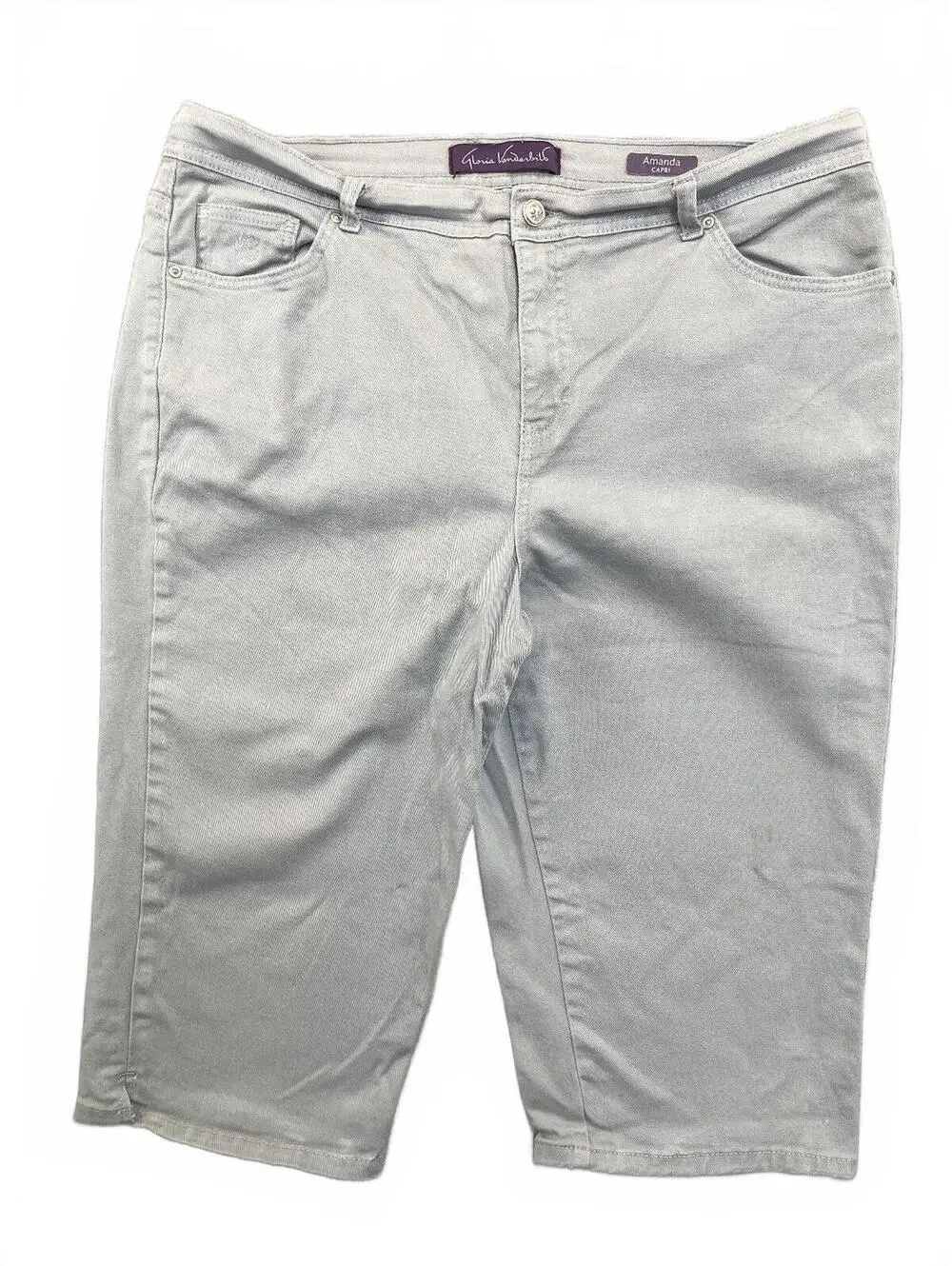 Gloria Vanderbilt Amanda Capri Pants Womens 18W Gray Stretch Denim Crop Shorts